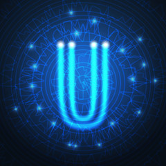 Neon Letter Capital Alphabet Text Lettering Vector Illustration