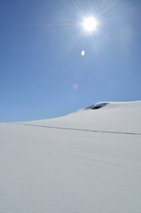 Ski track on mountain