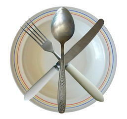 Cutlery and Plate Crossed Isolated