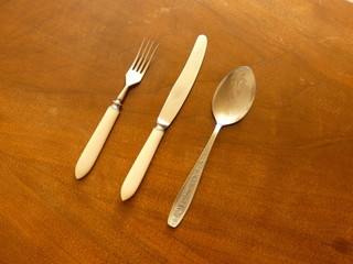 Cutlery On Wooden Background