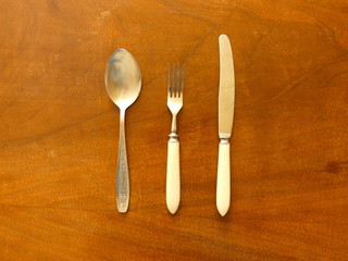 Cutlery On Wooden Table