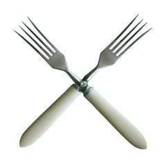 Forks Crossed Cutlery Isolated