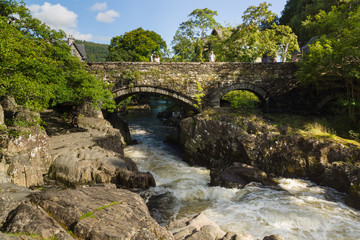 The ancient Pont-y-Pair Bridge in Betws y Coed Wales UK