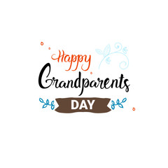 Fototapeta na wymiar Happy Grandparents Day Greeting Card Banner Text Over White Background Vector Illustration