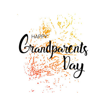 Happy Grandparents Day Greeting Card Banner Text Over White Background Vector Illustration
