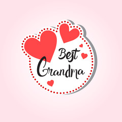 Happy Grandparents Day Greeting Card Sticker Colorful Over Pink Background Vector Illustration