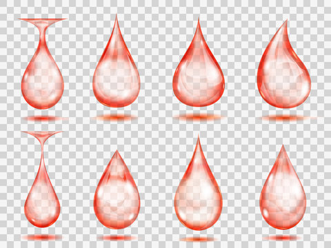 Transparent red drops. Transparency only in vector format