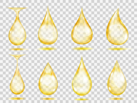 Transparent yellow drops. Transparency only in vector format