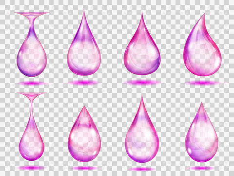 Transparent purple drops. Transparency only in vector format