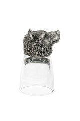 Obraz premium Decorative glasses for vodka with a bottom in the form of a bear head, inverted, isolated on a white background