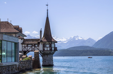 Oberhofen castle on the lake Thun in Switzerland