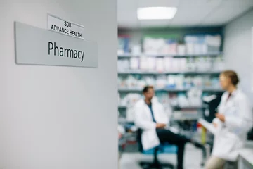 Papier Peint photo Lavable Pharmacie Pharmacie hospitalière avec personnel médical