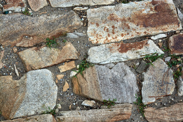 Fragment of an old cobblestone road