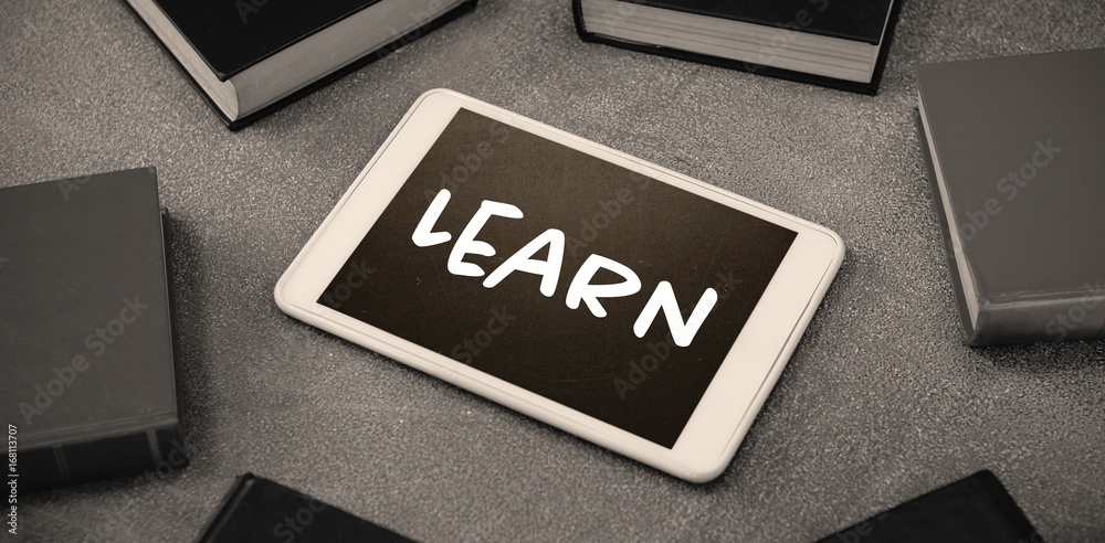 Poster composite image of learn text on white background