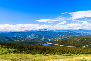 Scenic view overlooking Echo Lake along the road.