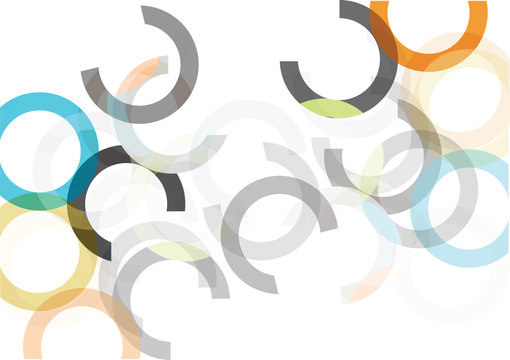 bright flowing vector circles isolated on white background