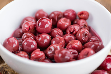 Portion of Canned Cherries , selective focus