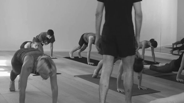 Group of people in yoga studio
