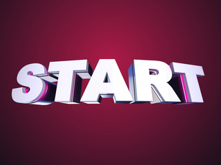 Start word bended text on red background