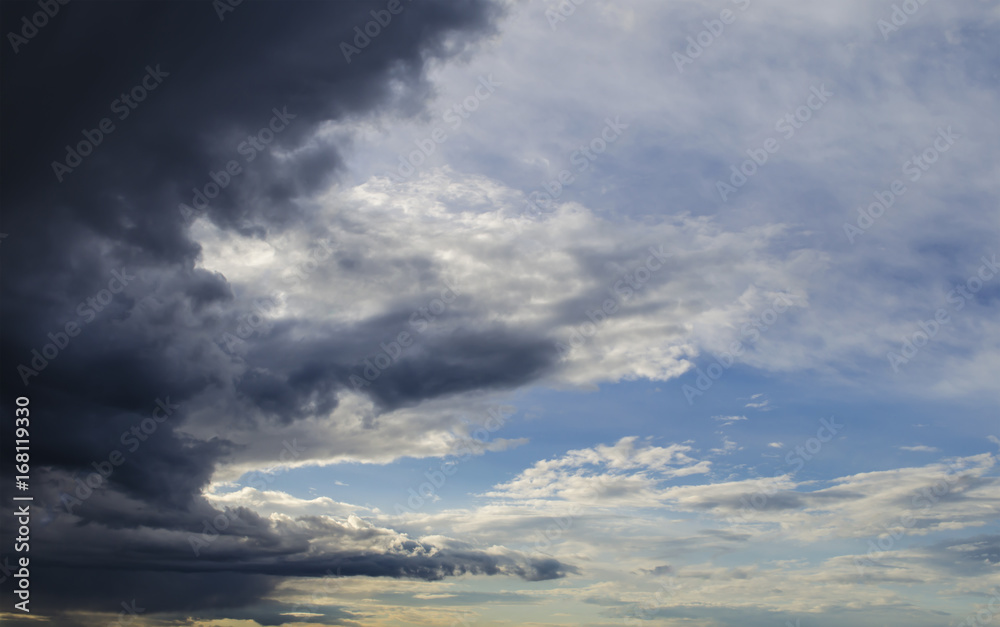 Wall mural Grey Dark Dramatic Overcast Skies Partial After Rain. Photo.