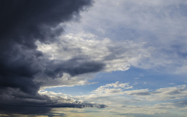 Grey Dark Dramatic Overcast Skies Partial After Rain. Photo.