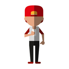 young man using phone icon image vector illustration design