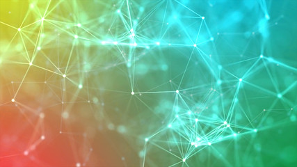 Composition based on Plexus. Use different methods of overlaying (mixing). Animation through transparency of different color variants from this collection will create amazing new compositions.