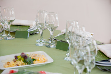 Table set for an event party or wedding reception,