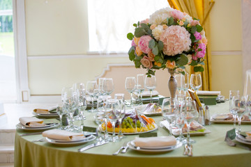 Table set for an event party or wedding reception,
