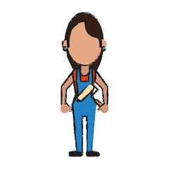 woman holding paint roller avatar icon image vector illustration design