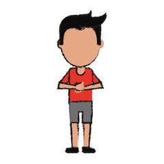 man with hands holding on front avatar icon image vector illustration design