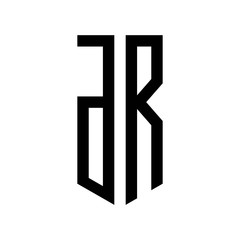 initial letters logo dr black monogram pentagon shield shape