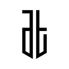 Obraz premium initial letters logo dt black monogram pentagon shield shape