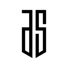 Fototapeta premium initial letters logo ds black monogram pentagon shield shape