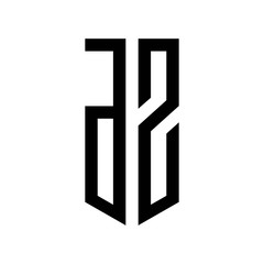 Obraz premium initial letters logo dz black monogram pentagon shield shape