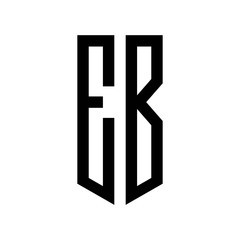 initial letters logo eb black monogram pentagon shield shape