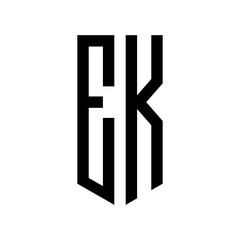 initial letters logo ek black monogram pentagon shield shape