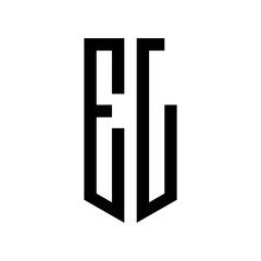 initial letters logo el black monogram pentagon shield shape