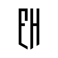 initial letters logo fh black monogram pentagon shield shape