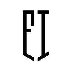 initial letters logo fi black monogram pentagon shield shape