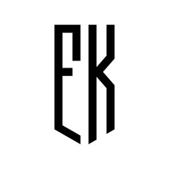 initial letters logo fk black monogram pentagon shield shape