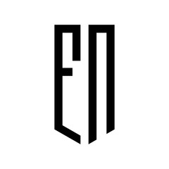 initial letters logo fn black monogram pentagon shield shape