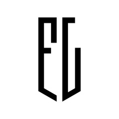 initial letters logo fl black monogram pentagon shield shape