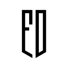 initial letters logo fo black monogram pentagon shield shape