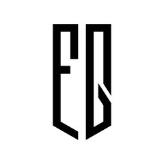initial letters logo fq black monogram pentagon shield shape