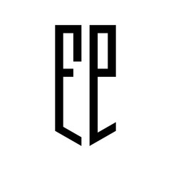 initial letters logo fp black monogram pentagon shield shape