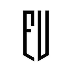 initial letters logo fu black monogram pentagon shield shape