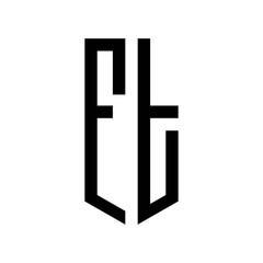 initial letters logo ft black monogram pentagon shield shape