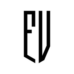initial letters logo fv black monogram pentagon shield shape