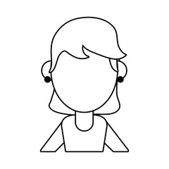 woman with short hair avatar icon image vector illustration design black line